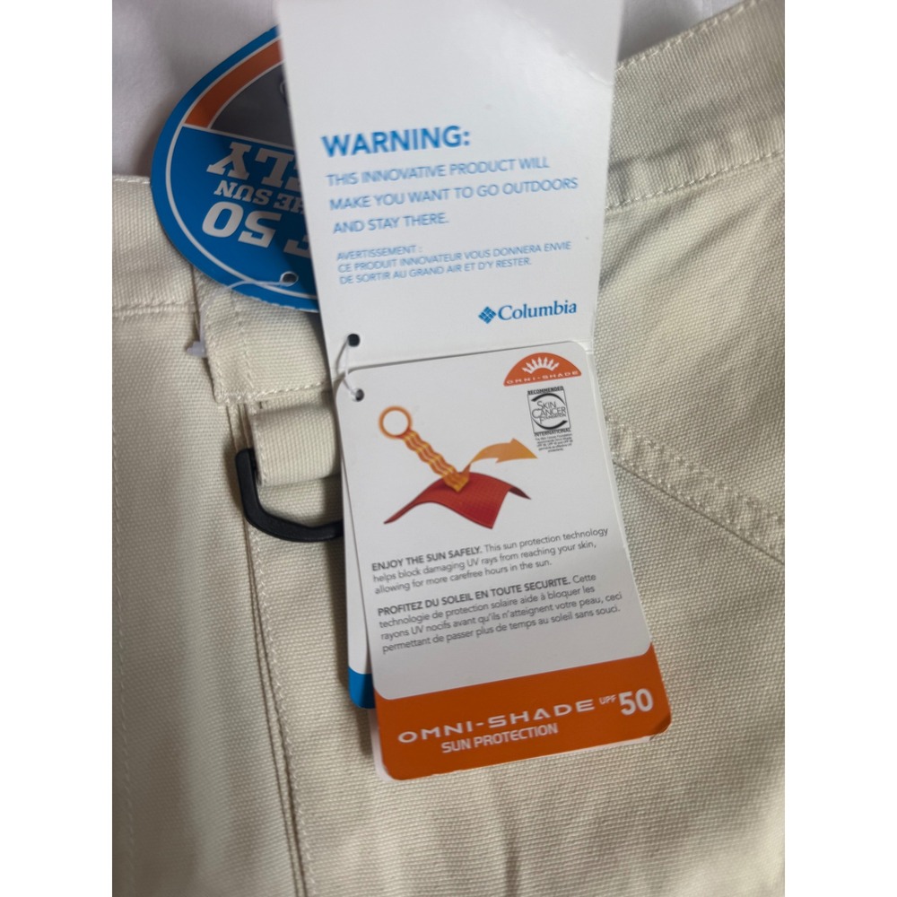 Columbia PFG Mens Fossil Beige Cotton Canvas Fishing Shorts UPF 50 Size M 7in - Picture 9 of 9